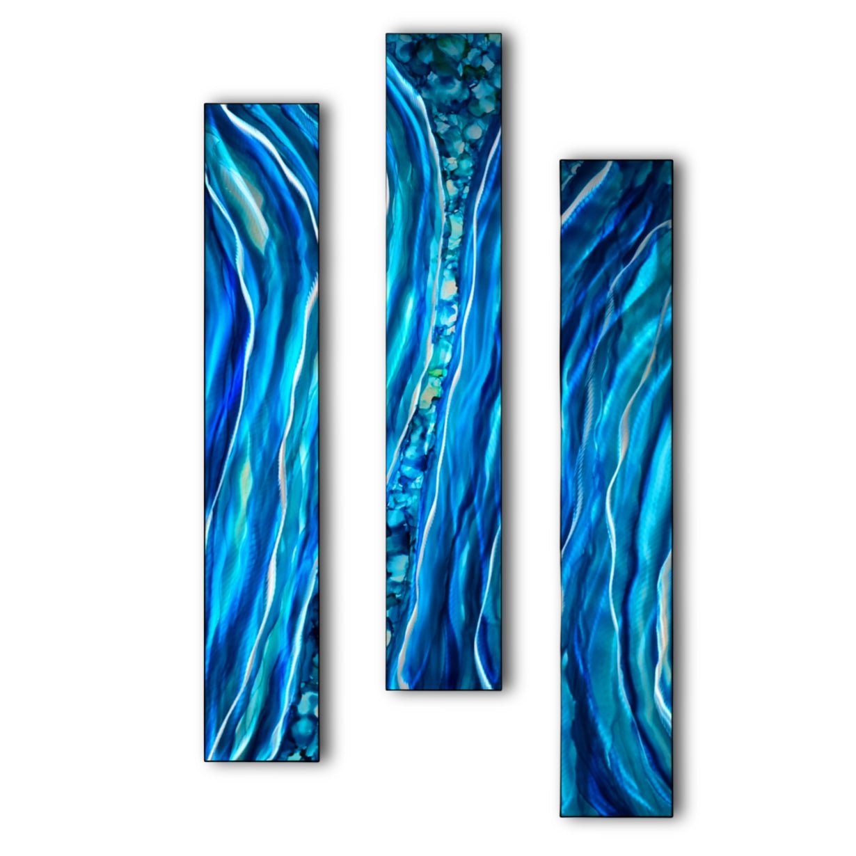 Colorful Circles Triptych - 3-Piece Metal Wall Art Set 8"x48" Each