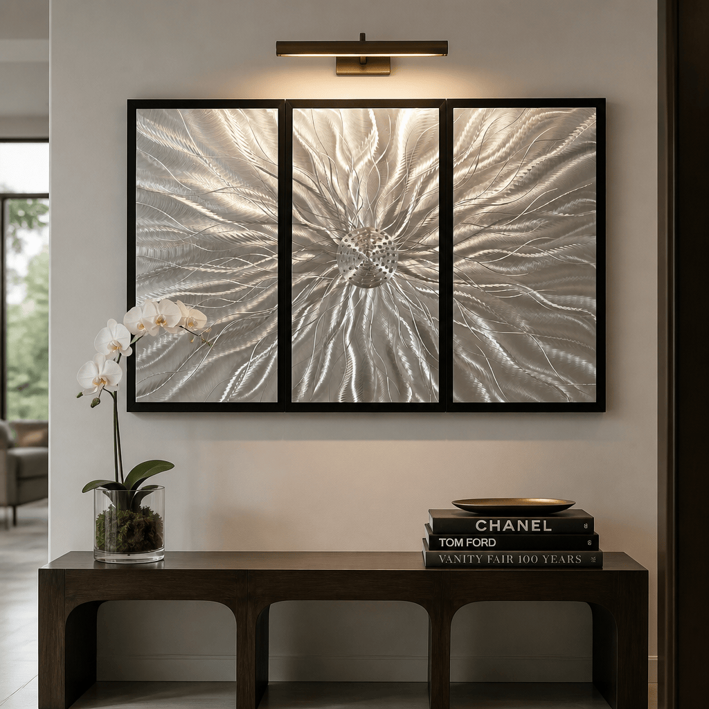The Emanation - Three-Panel Brushed Aluminum Wall Art 27"x40"