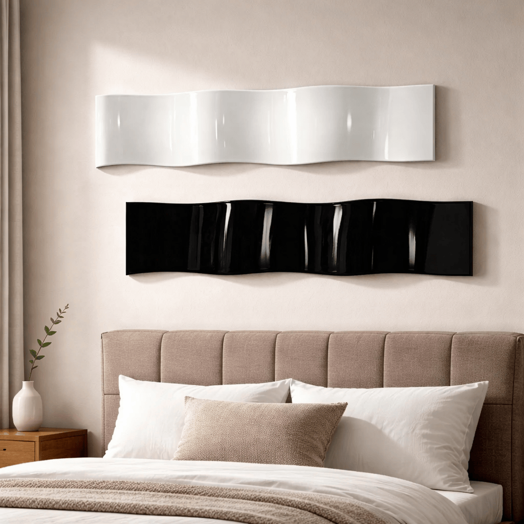 Ebony and Ivory - Metal Wave Wall Art Set 10"x46" Each