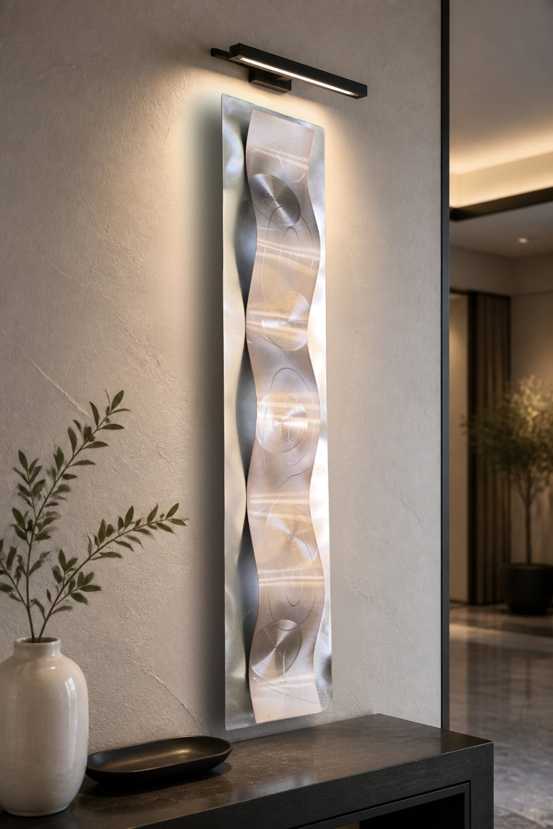 Gilded Spiral - Metal Wave Wall Art 10"x47"