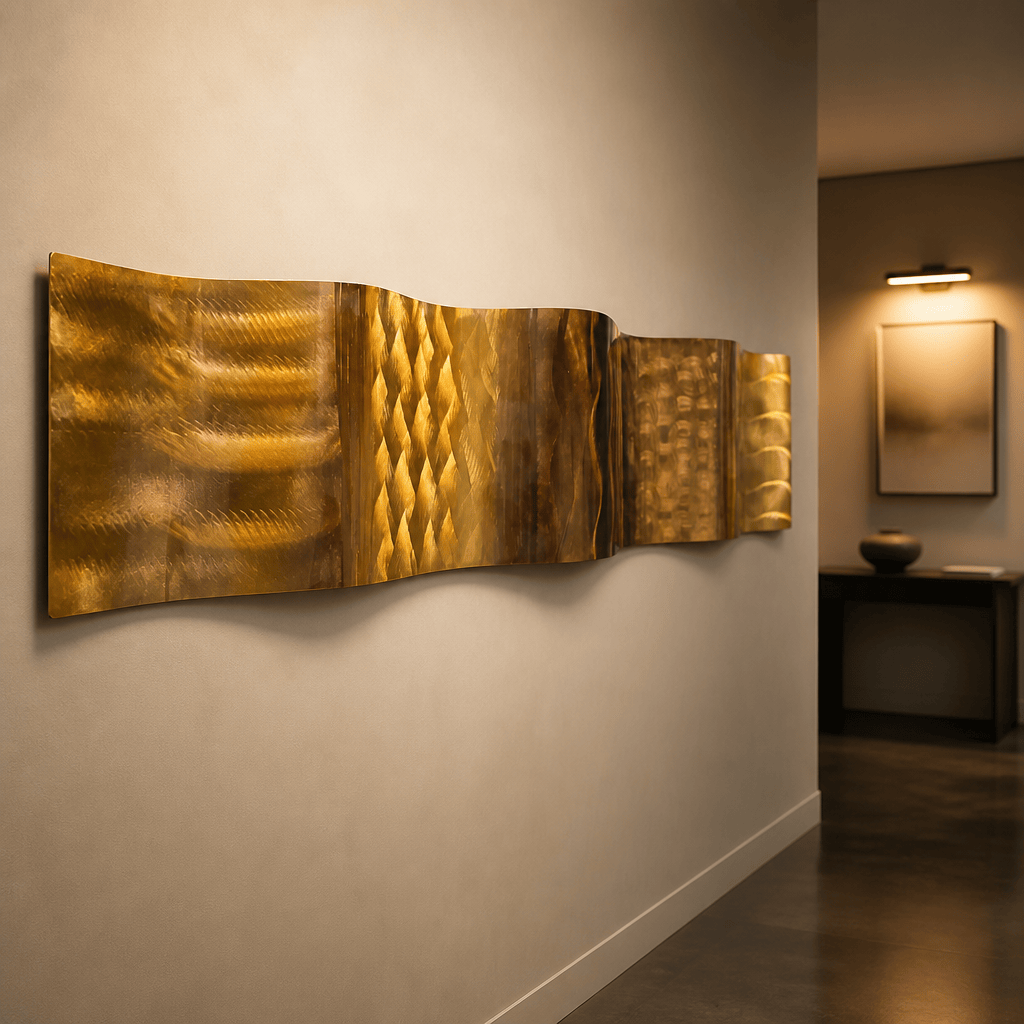 Golden Terrain - Metal Wave Wall Art 46"x10"