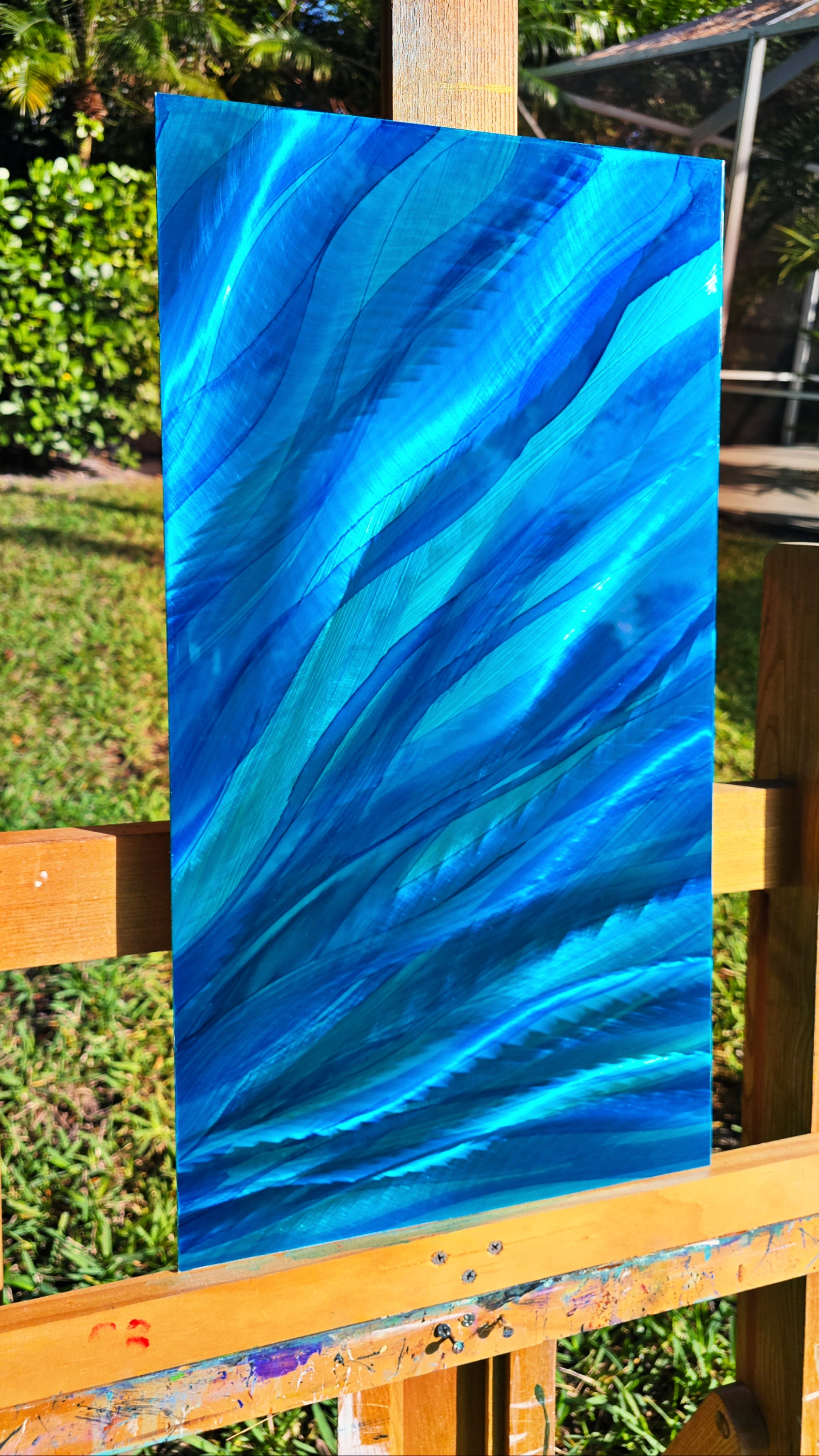 Sapphire Drift - Metal Wall Art 10"x24"