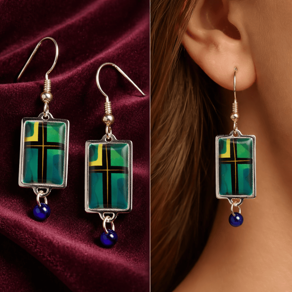 Emerald Cathedral Earrings 1.5"