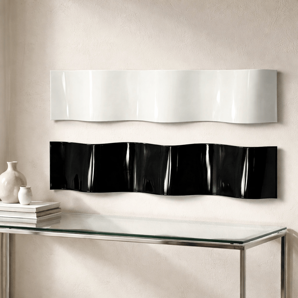 Ebony and Ivory - Metal Wave Wall Art Set 10"x46" Each