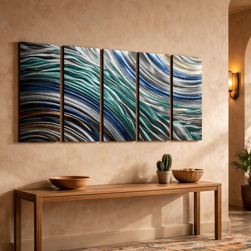 Coastal Reverie - 5-Panel Metal Wall Art  (wav 206)