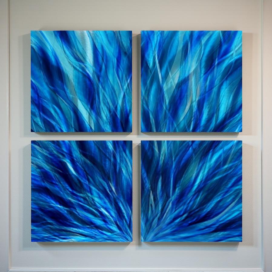 Azure Meditation - 4-Piece Metal Wall Art 12"x12"