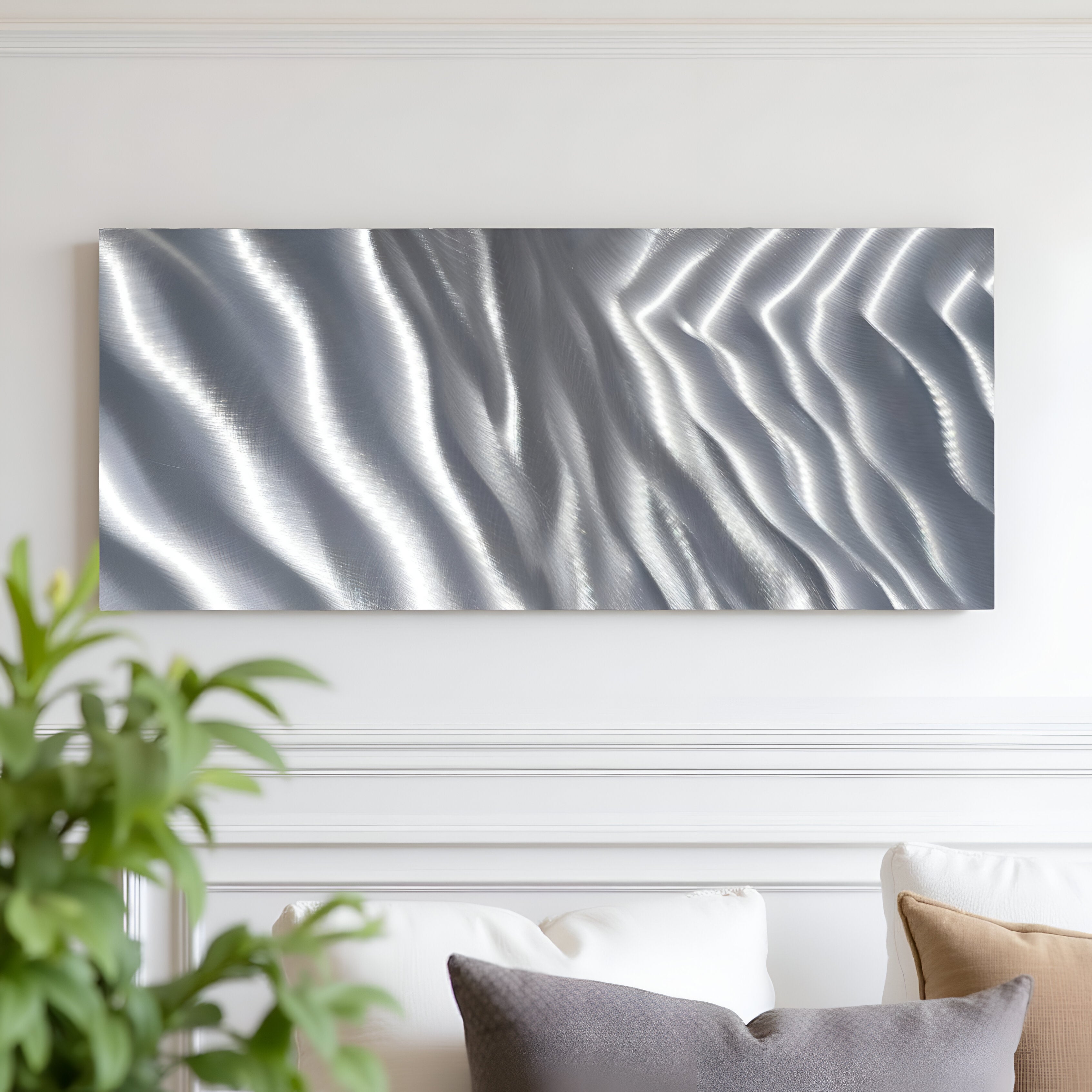 Silver Cascade - Contemporary Metal Wall Art