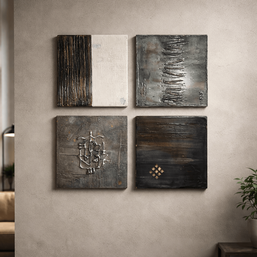 Silent Quartet - 4-Piece Metal Wall Art Set 9"x9" Each