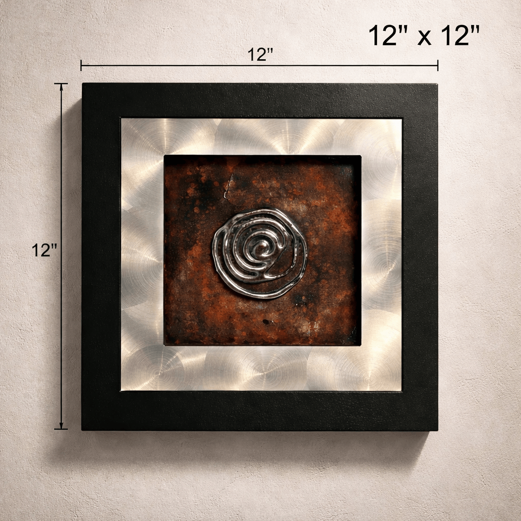 Ancient Spiral - Mixed Media Metal Wall Art 12"x12"