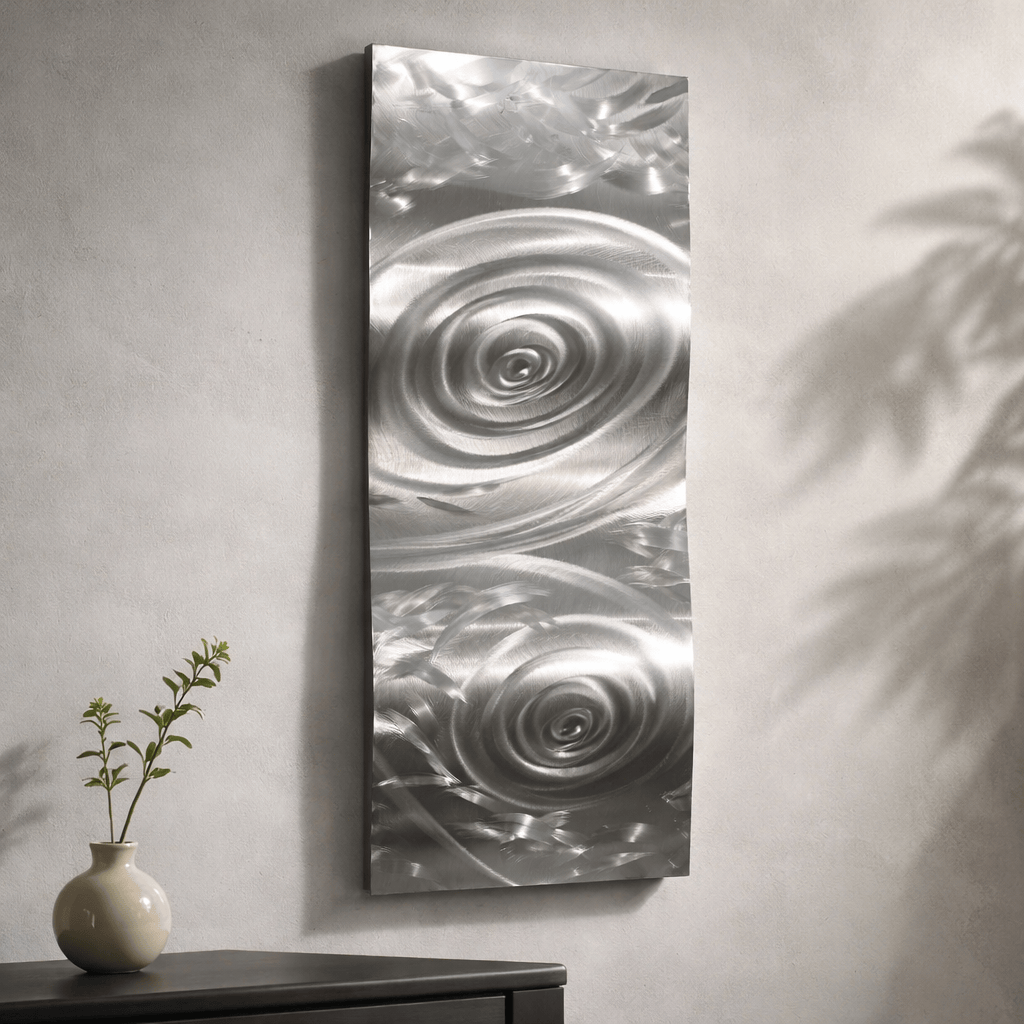 Twin Vortex - Metal Wave Wall Art 12"x24"