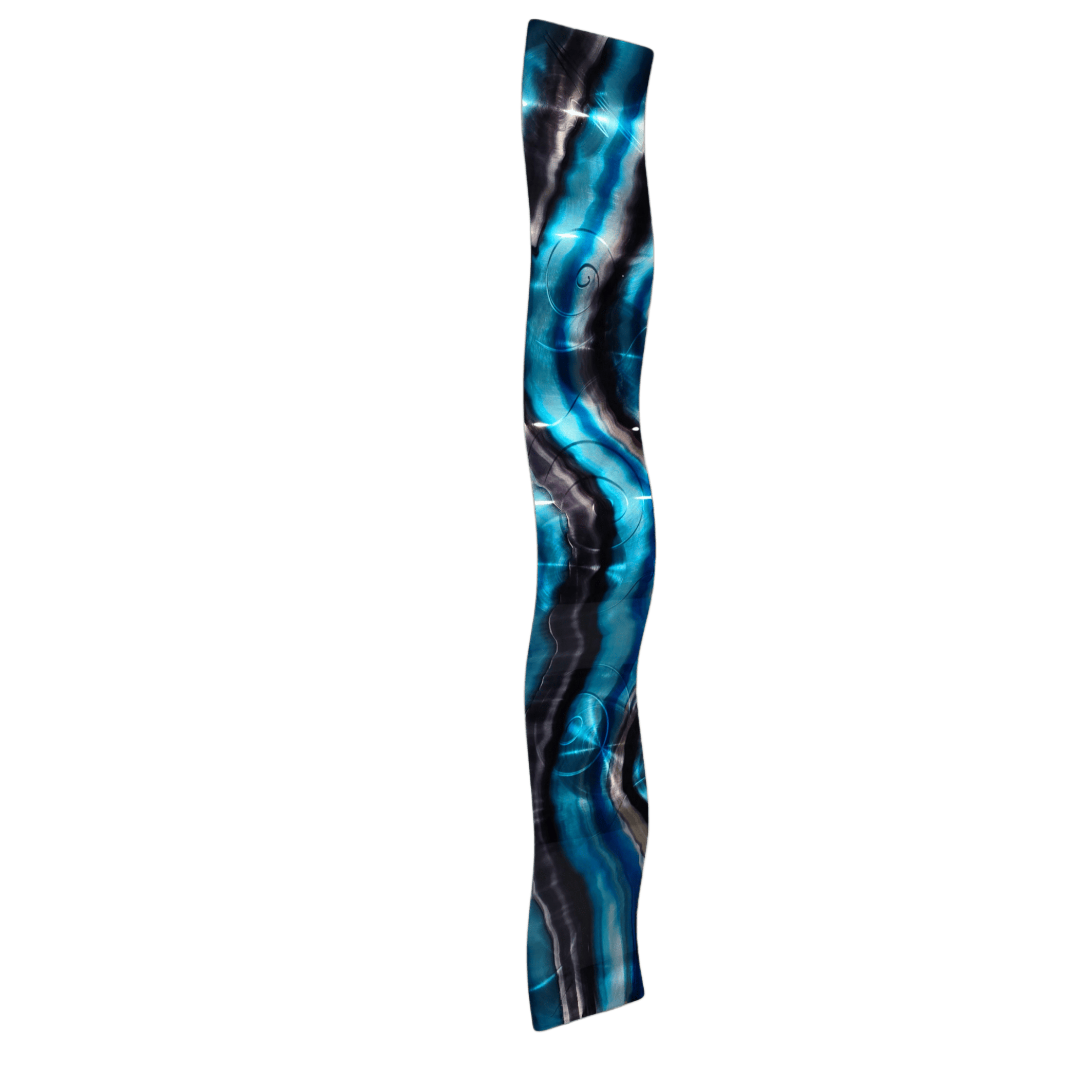 Teal Tempest - Metal Wave Wall Art 6"x46"