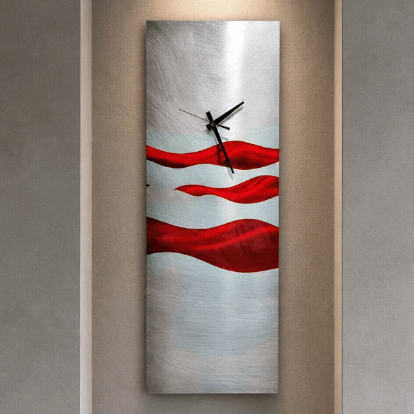 (Scarlet Current) - Metal Wall Clock 8"x24"