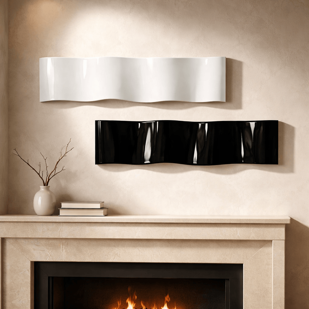 Ebony and Ivory - Metal Wave Wall Art Set 10"x46" Each