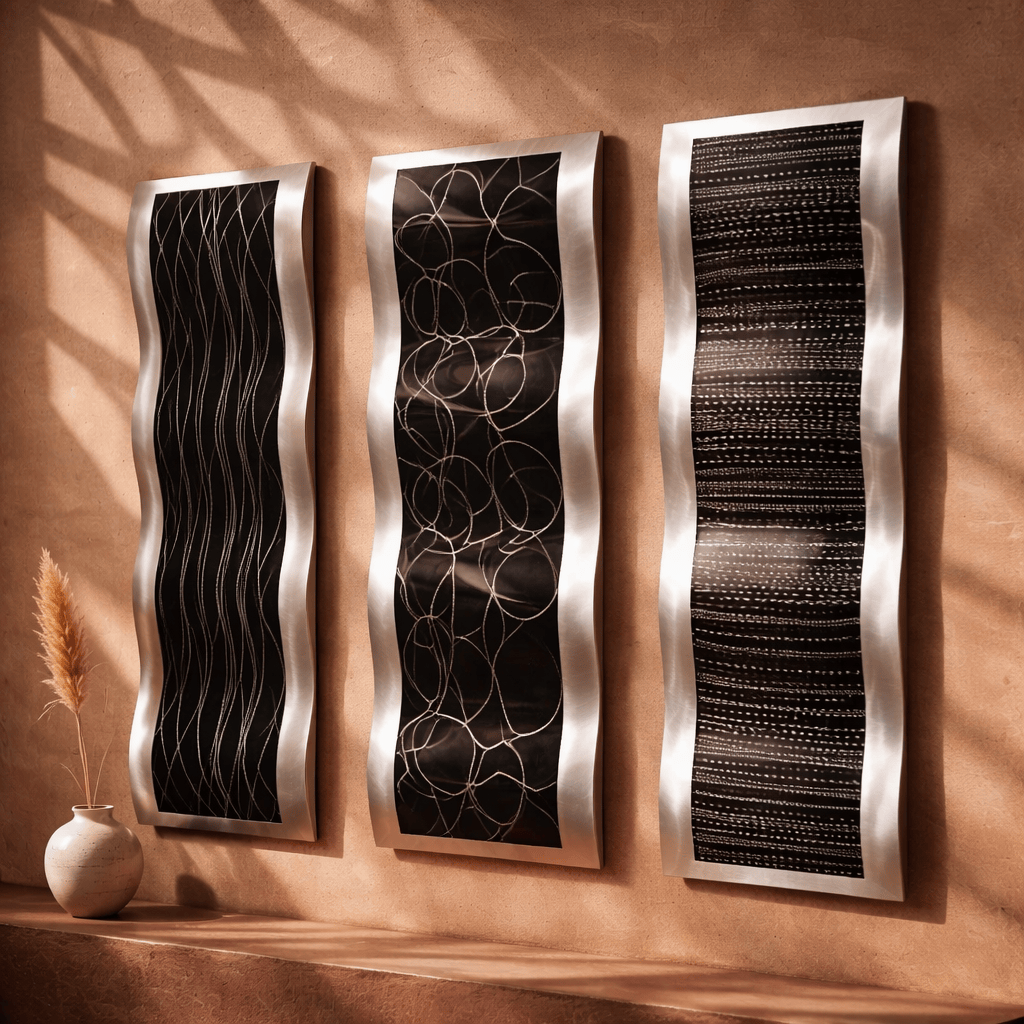 Midnight Current - Metal Wall Art Triptych 10"x32" (each)