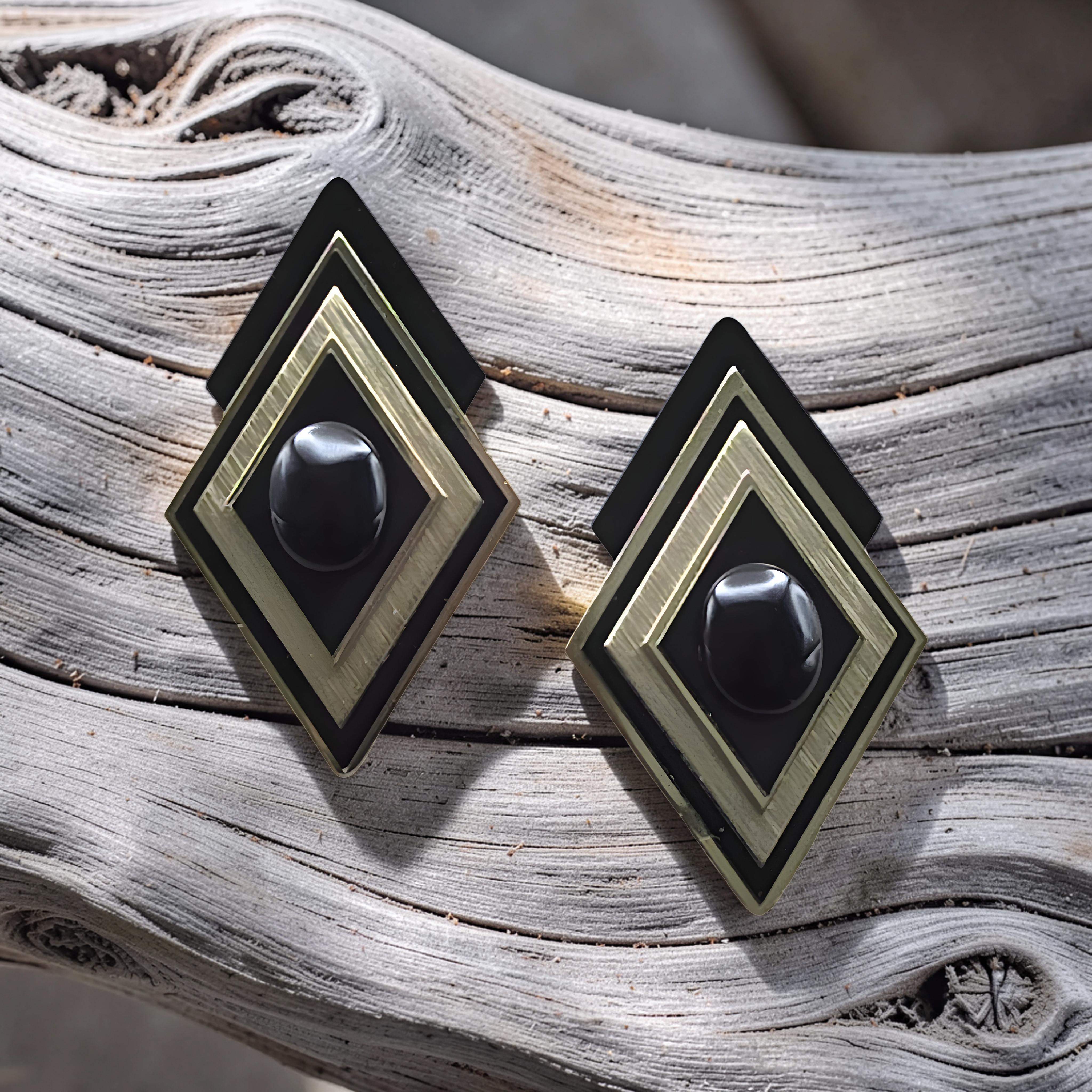 Midnight Diamond Earrings 1.25"
