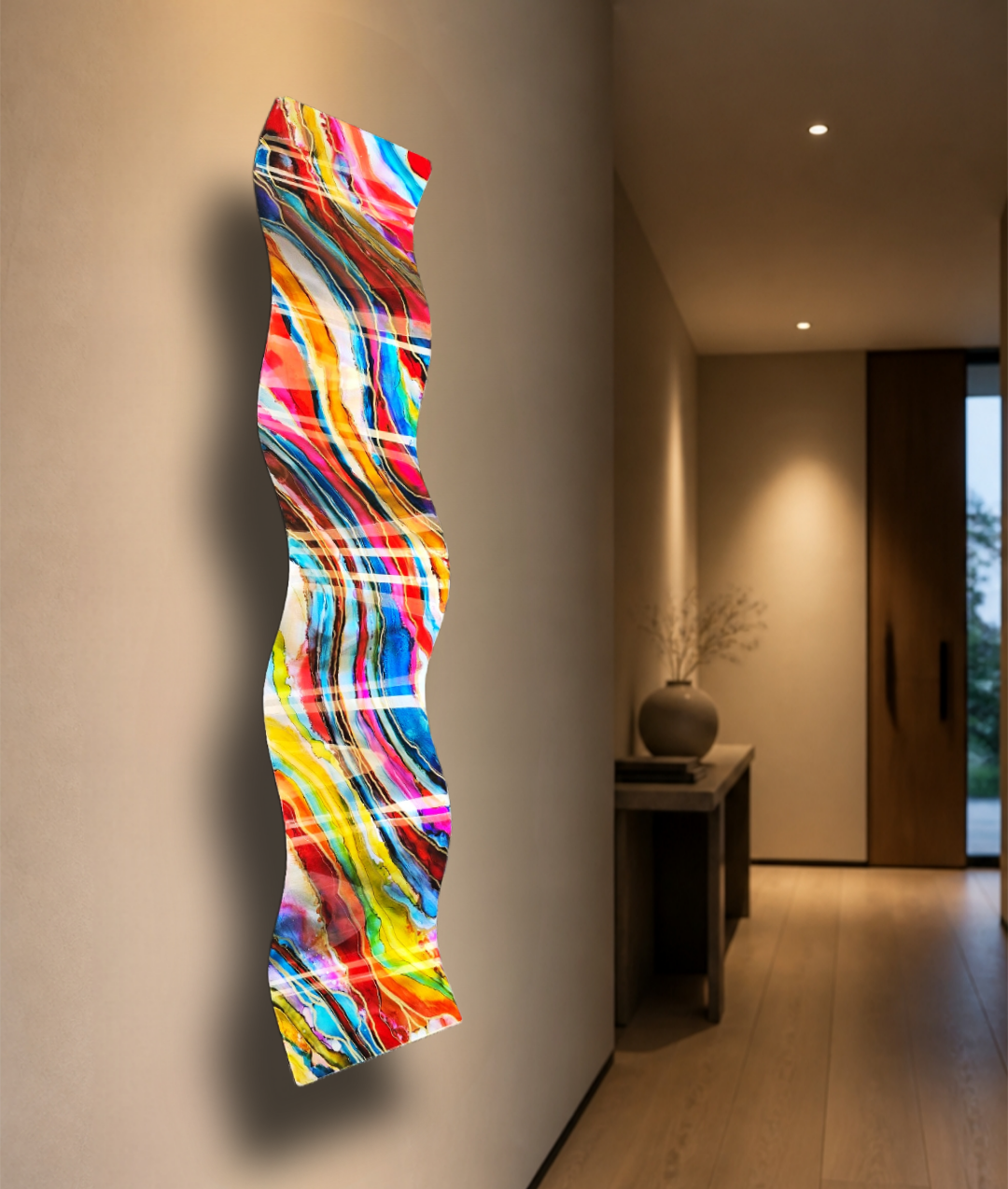 Molten Drift - Metal Wave Wall Art 46"x10"