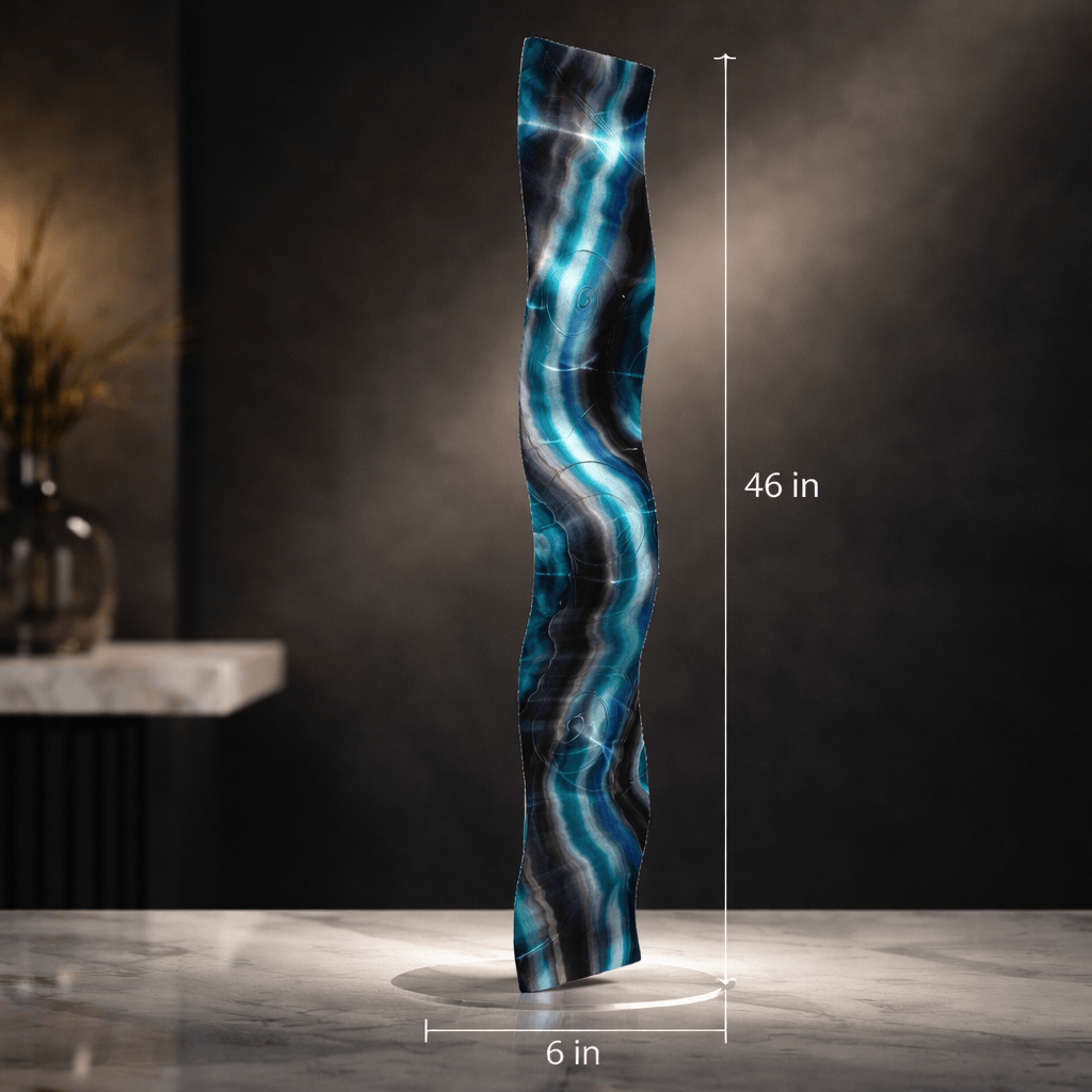 Teal Tempest - Metal Wave Wall Art 6"x46"