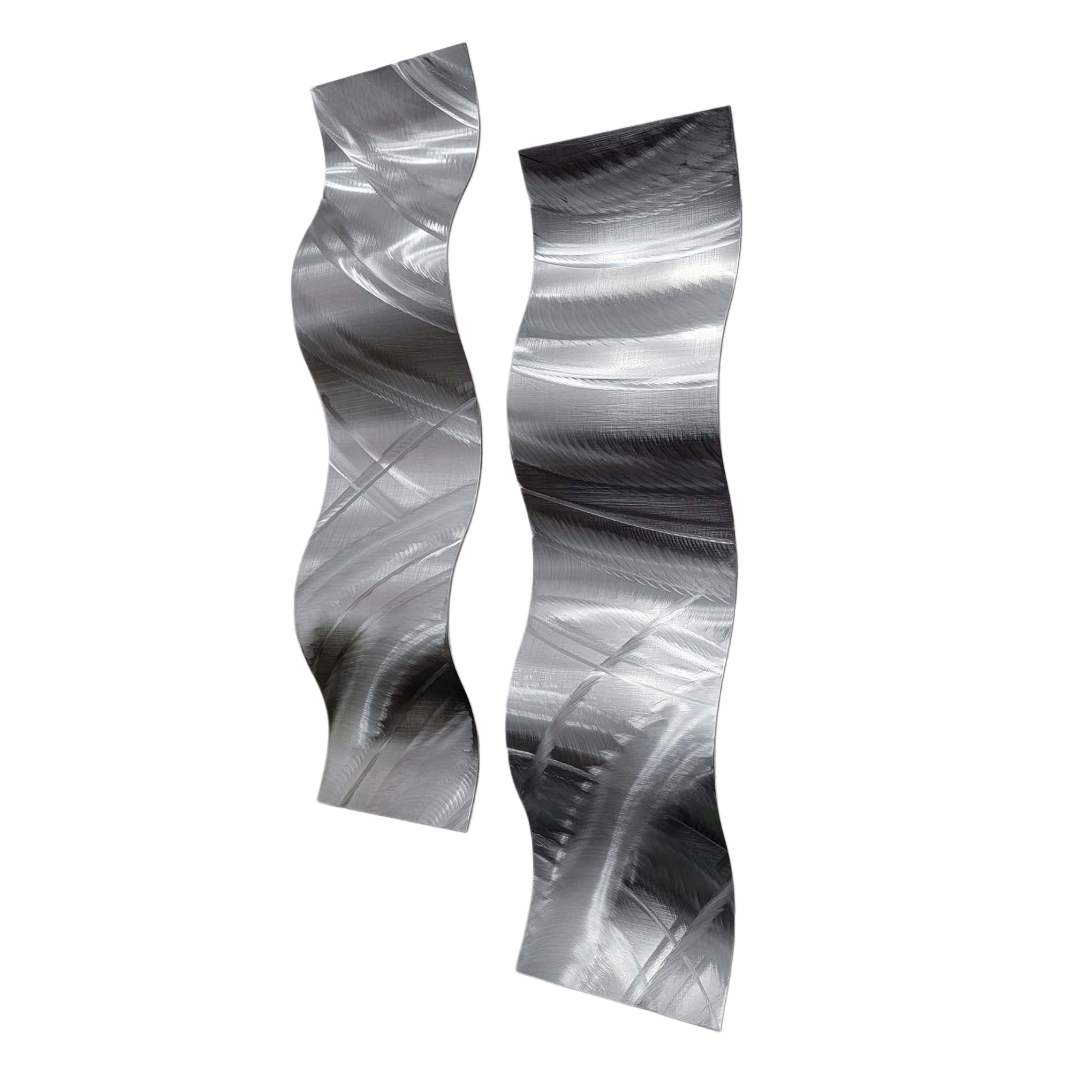 Silver Drift - Metal Wave Wall Art Set of 2 (6"x24" each) (gem w 36)