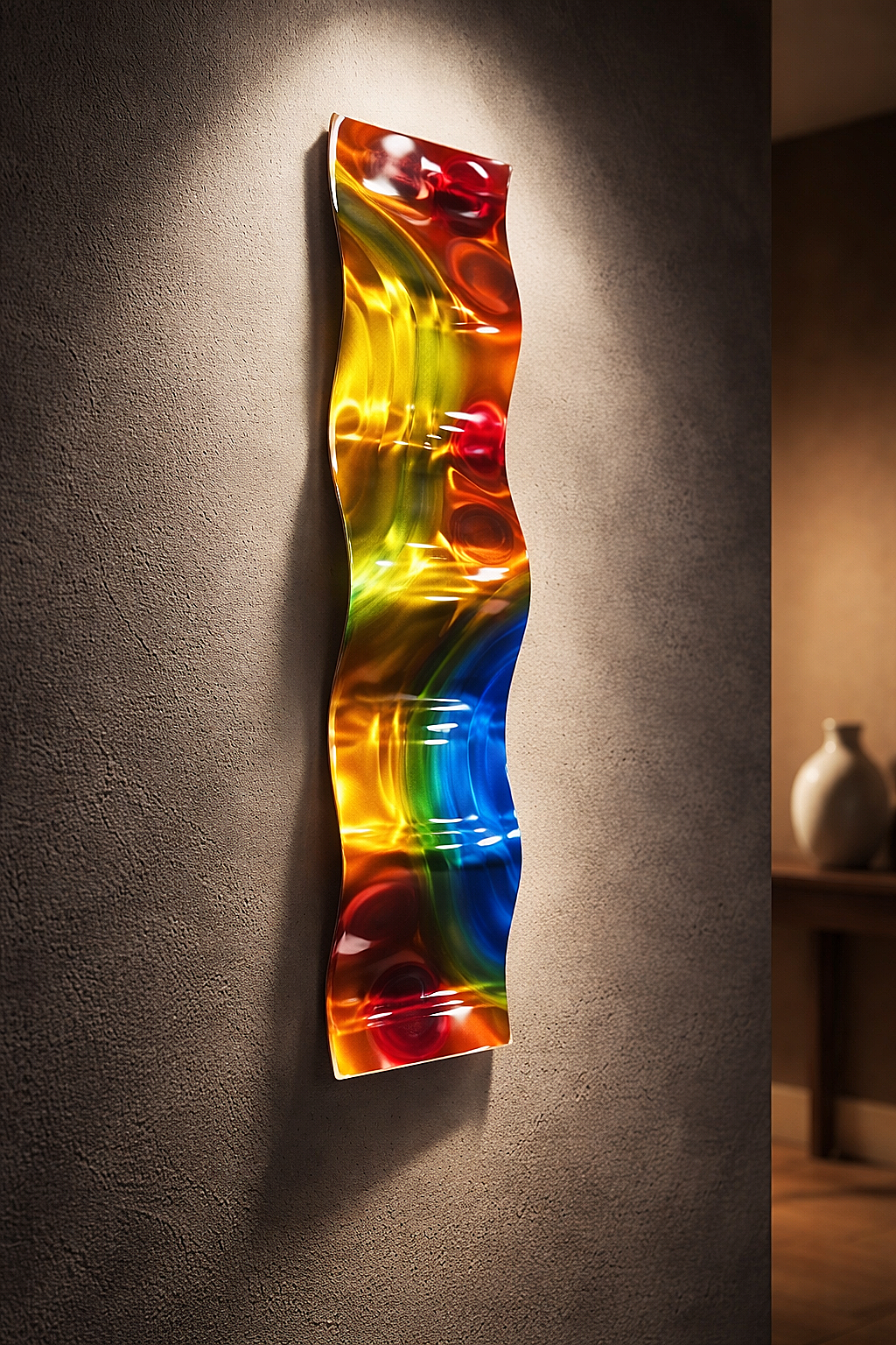 Rainbow Vortex - Metal Wave Art 10"x46"