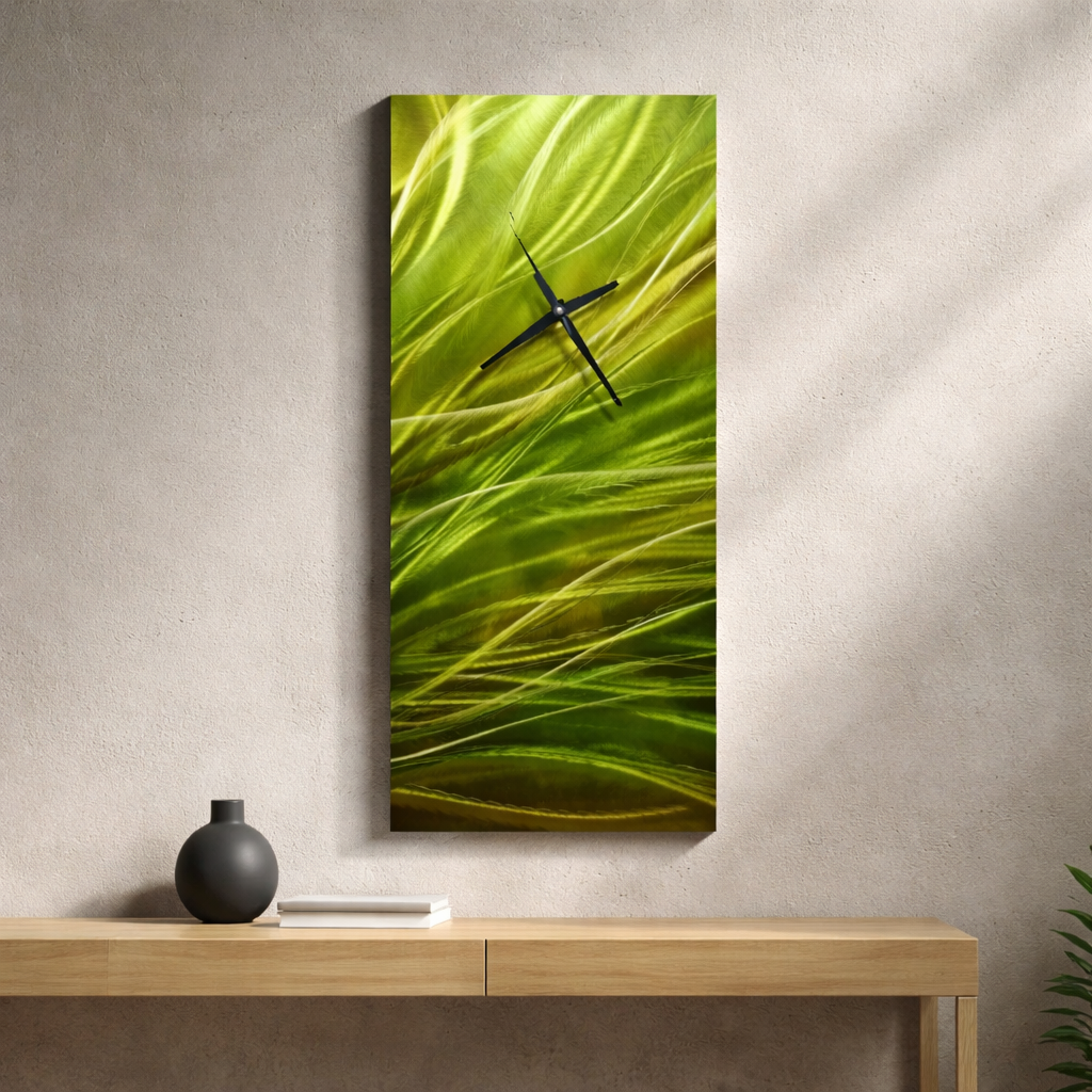 Meadow Breeze - Metal Wall Clock 10"x24"