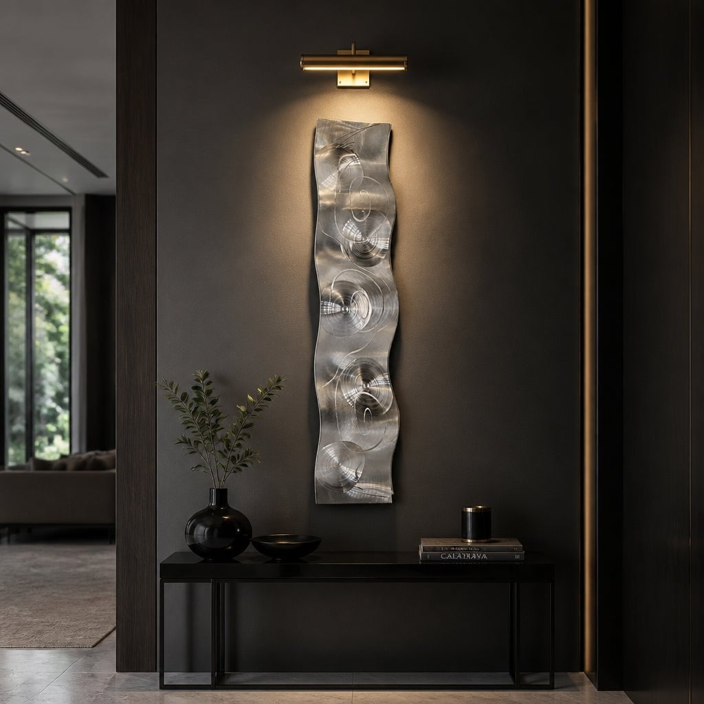 (Orbital Tide) - Metal Wave Wall Art 10"x46"