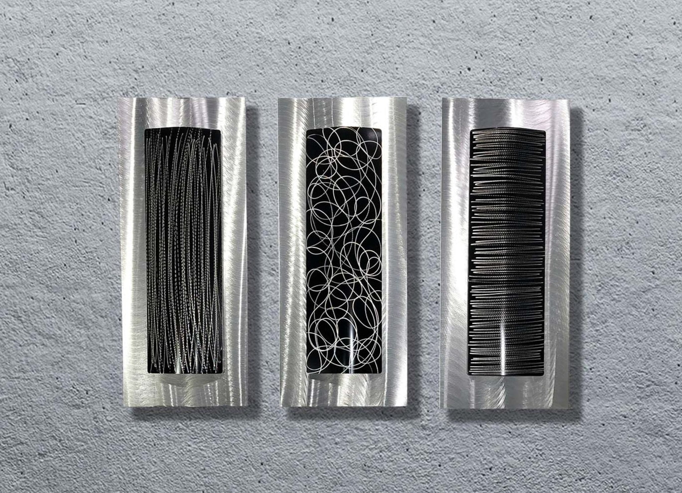 Silent Rhythm - Metal Wall Art Triptych 11"x24" (each)