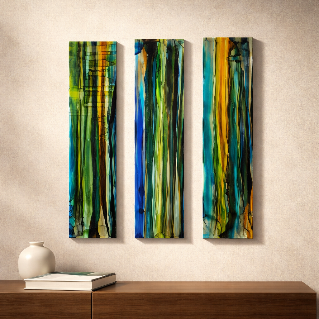 Rainforest Trio - 3-Panel Metal Wall Art 6"x24" (each)  gem p24
