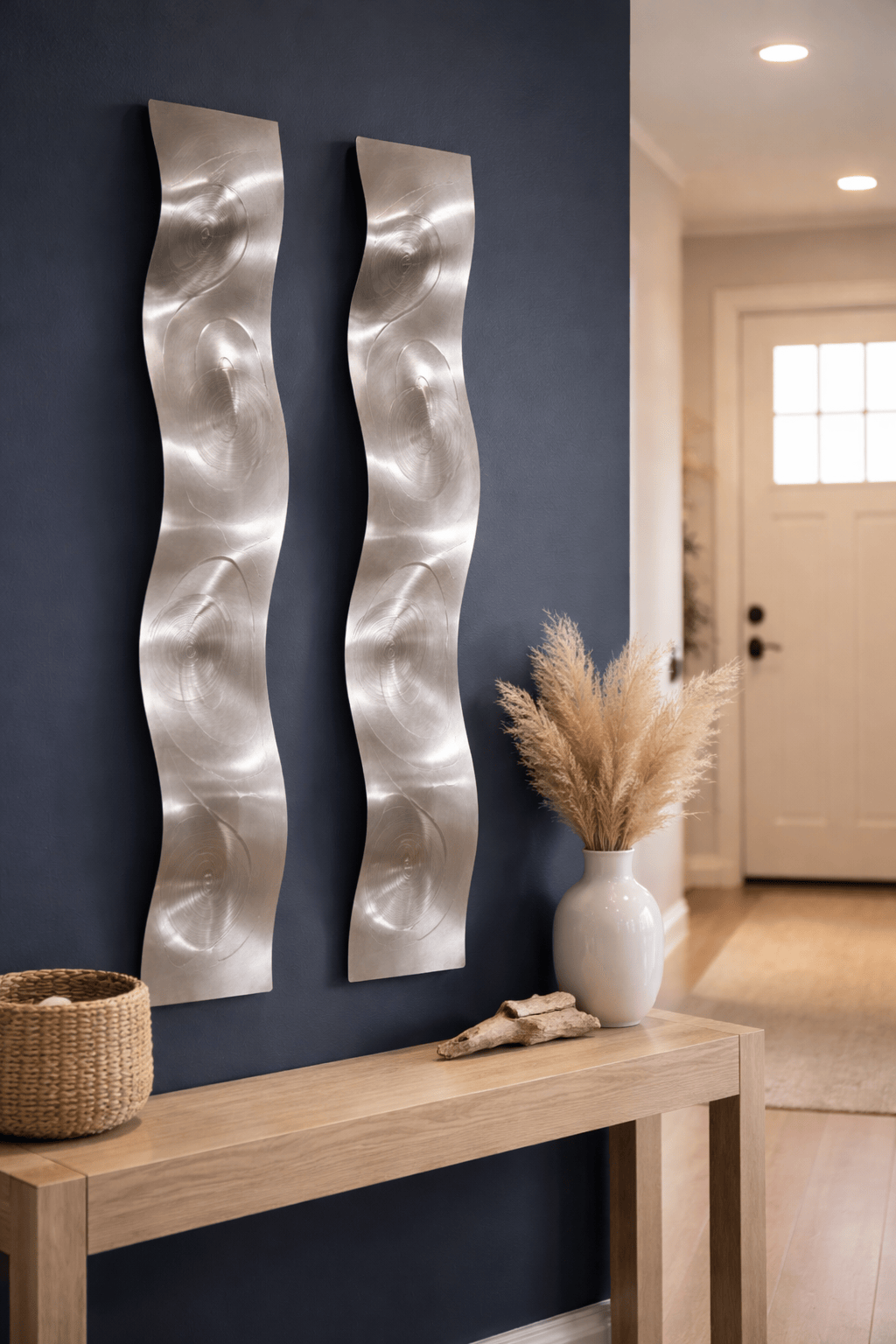 Silver Drift - Metal Wave Wall Art 6"x46" (each)