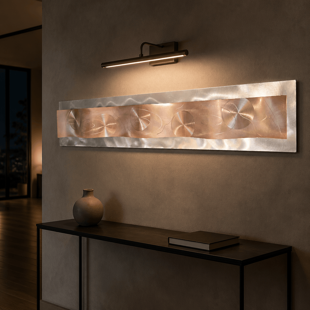 Gilded Spiral - Metal Wave Wall Art 10"x47"