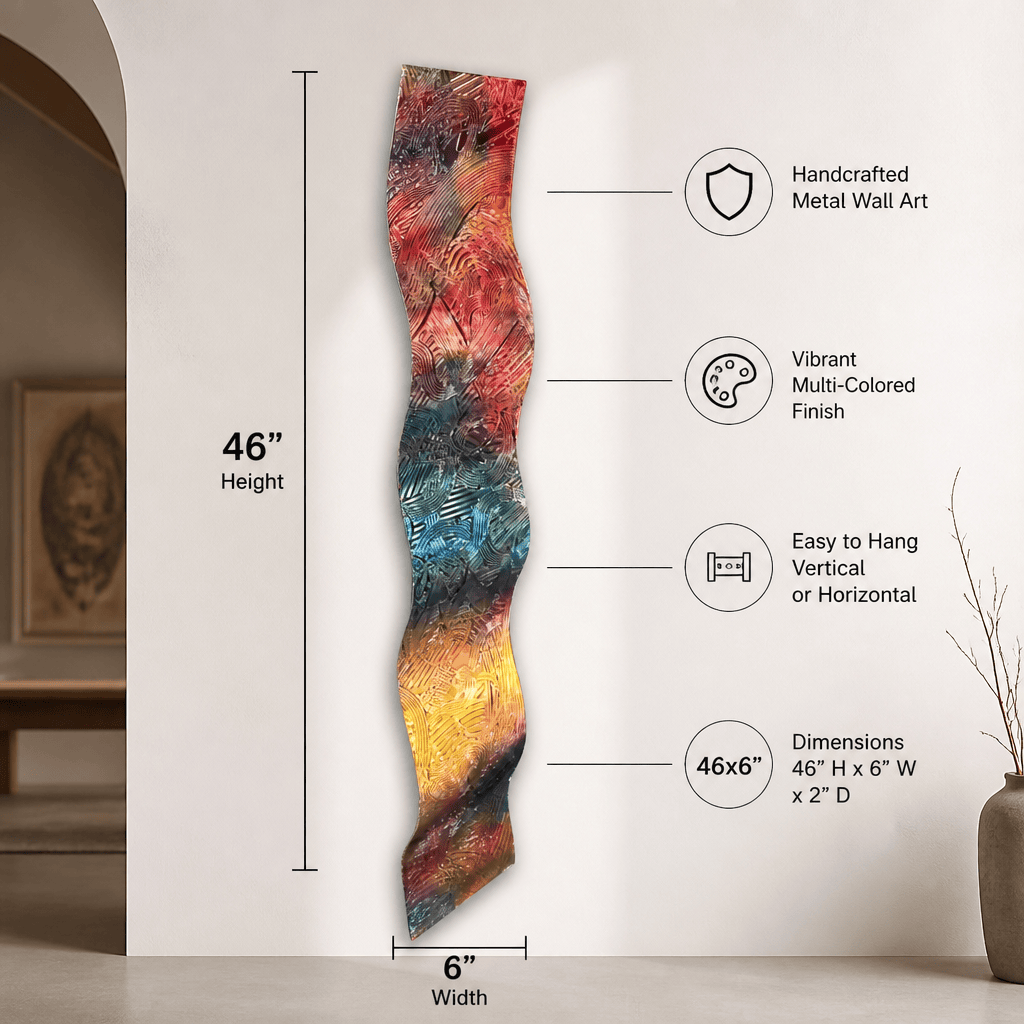 Color Surge Wave - Metal Wave Wall Art 46"x6"