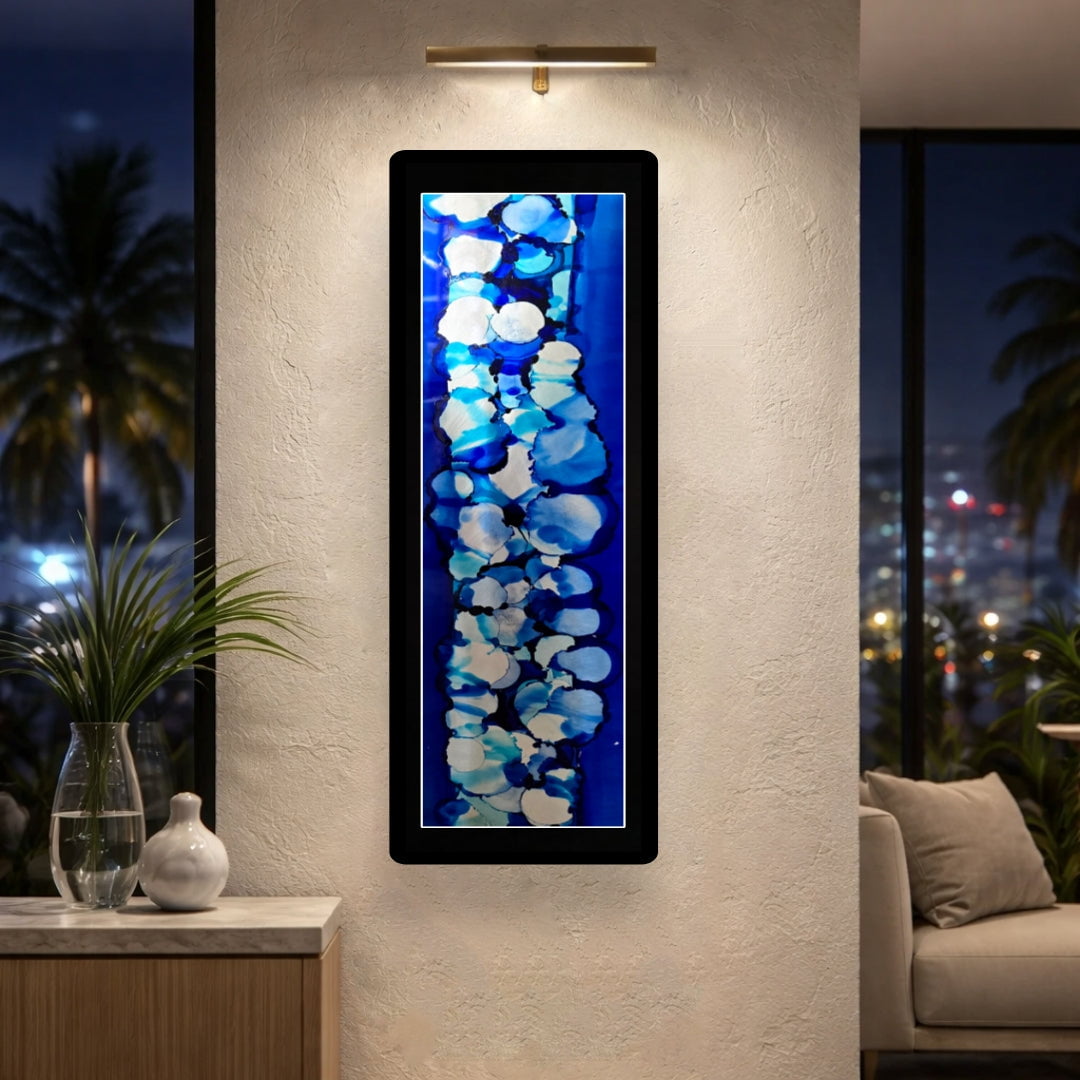 Sapphire Pearls - Metal Wall Art 9"x27"