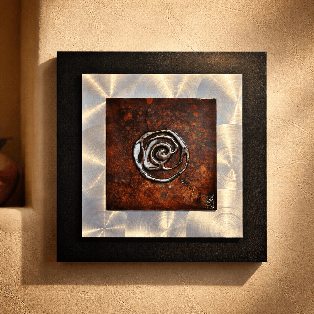 Ancient Spiral - Mixed Media Metal Wall Art 12"x12"