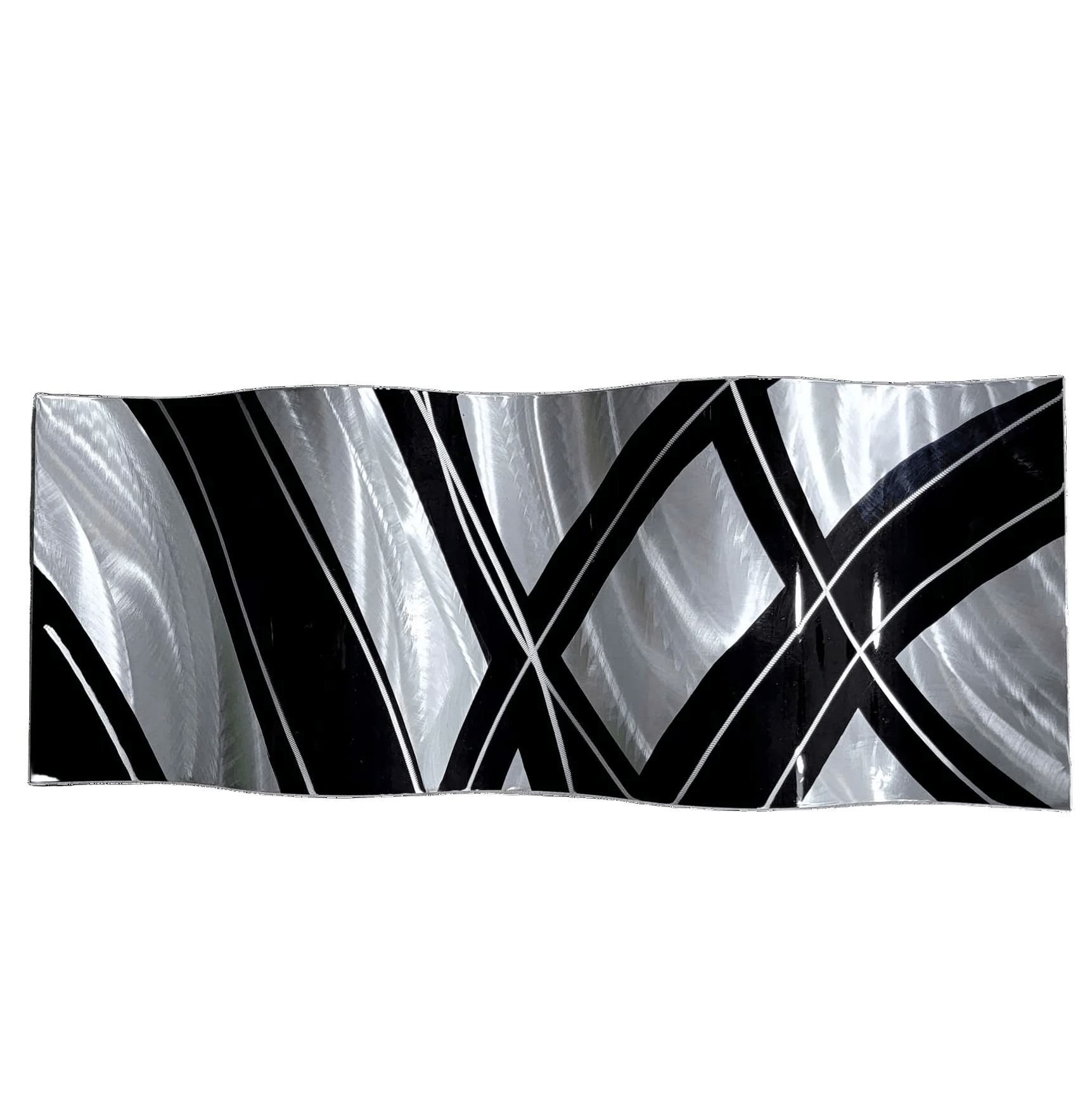 Silver Lattice Wave - Metal Wall Art 9"x23" gem w28