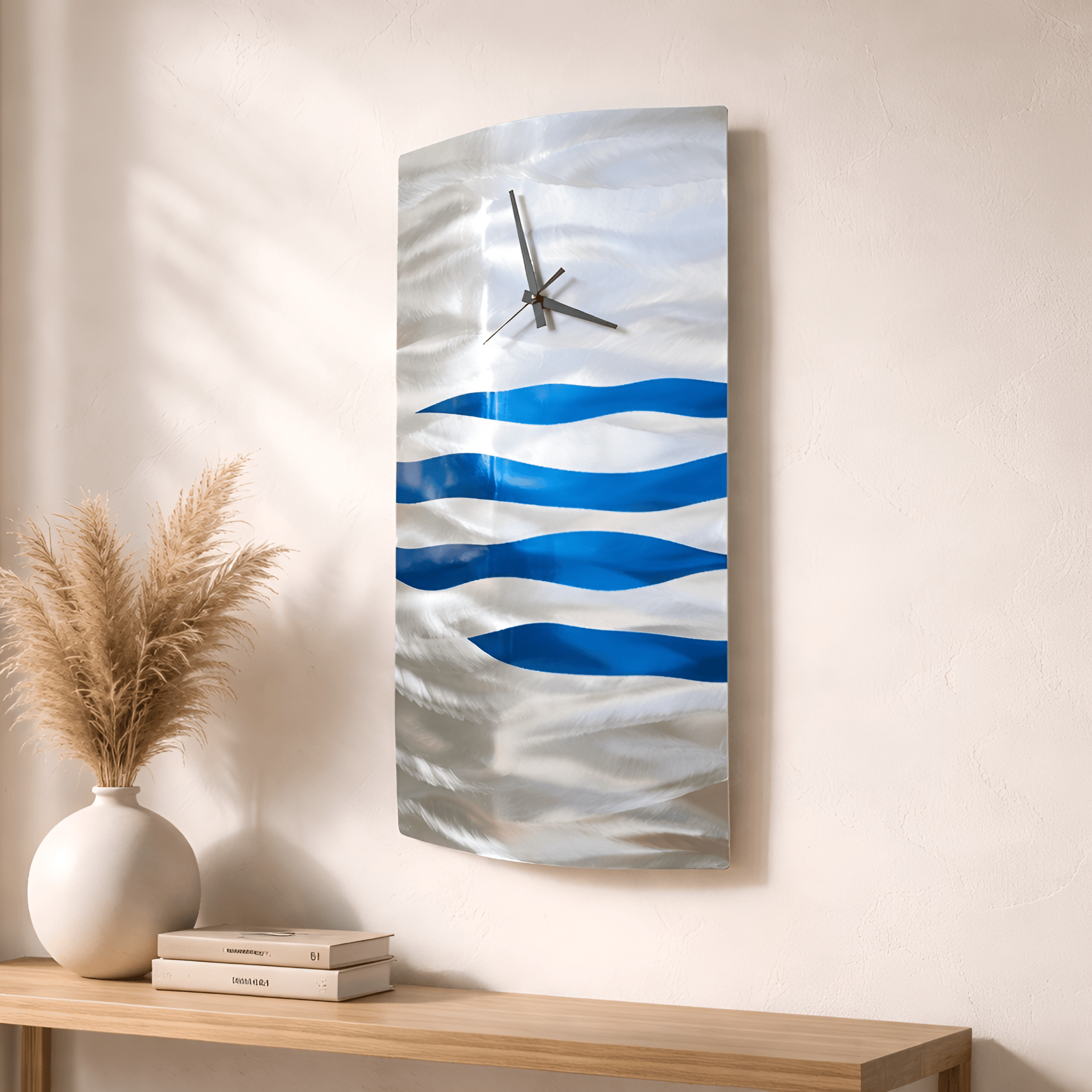 Azure Tide - Metal Wall Clock 12"x24"