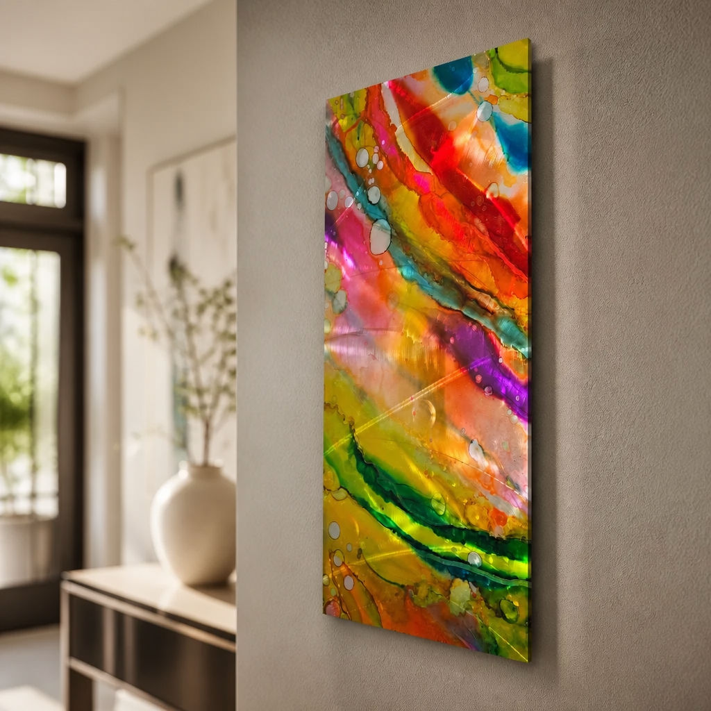 Radiant Cascade - Metal Wall Art 12"x24"