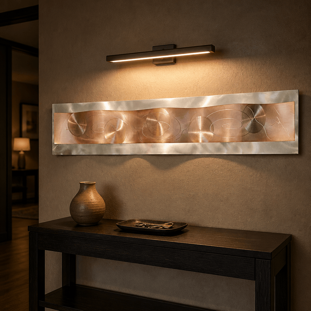 Golden Orbit - Metal Wave Wall Art 10"x46"