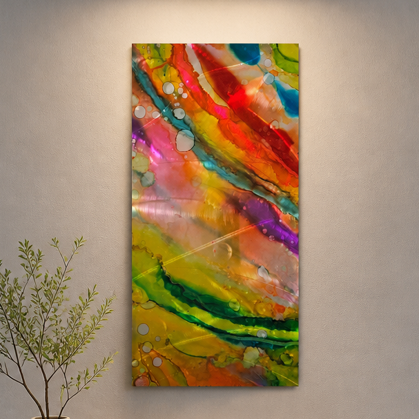 Radiant Cascade - Metal Wall Art 12"x24"