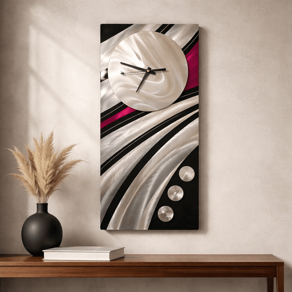 Crimson Eclipse - Metal Wall Clock 12"x24"