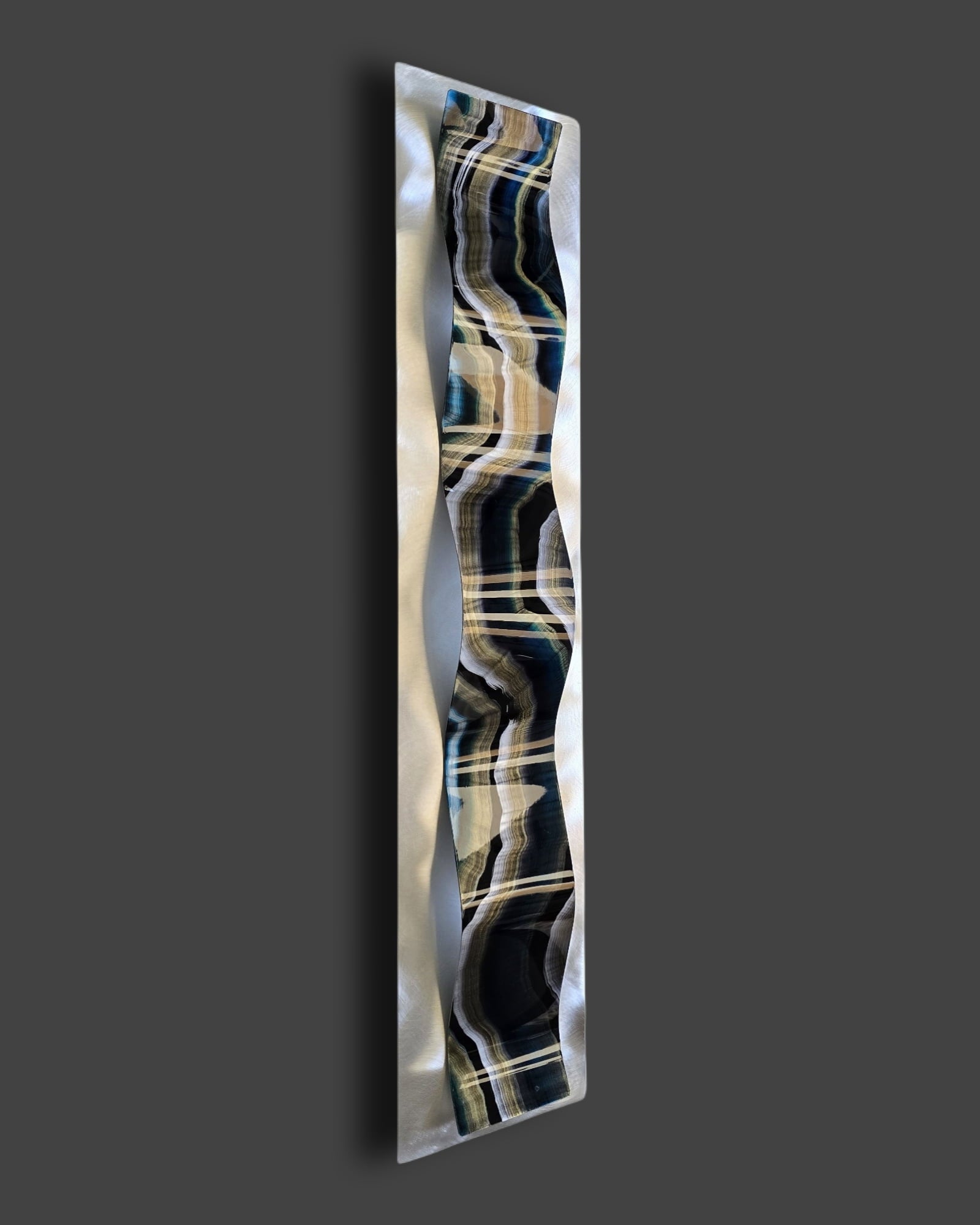 Onyx Strata - Metal Wave Wall Art 10"x47"
