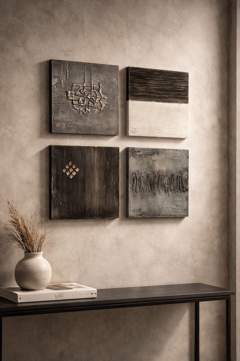 Silent Quartet - 4-Piece Metal Wall Art Set 9"x9" Each