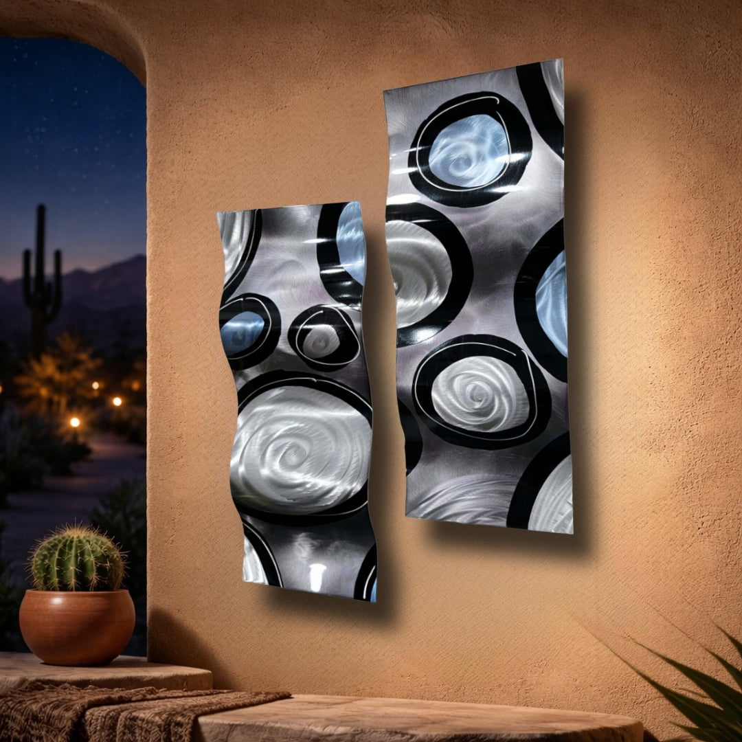 Lunar Orbit - Metal Wall Art Diptych 12"x28"