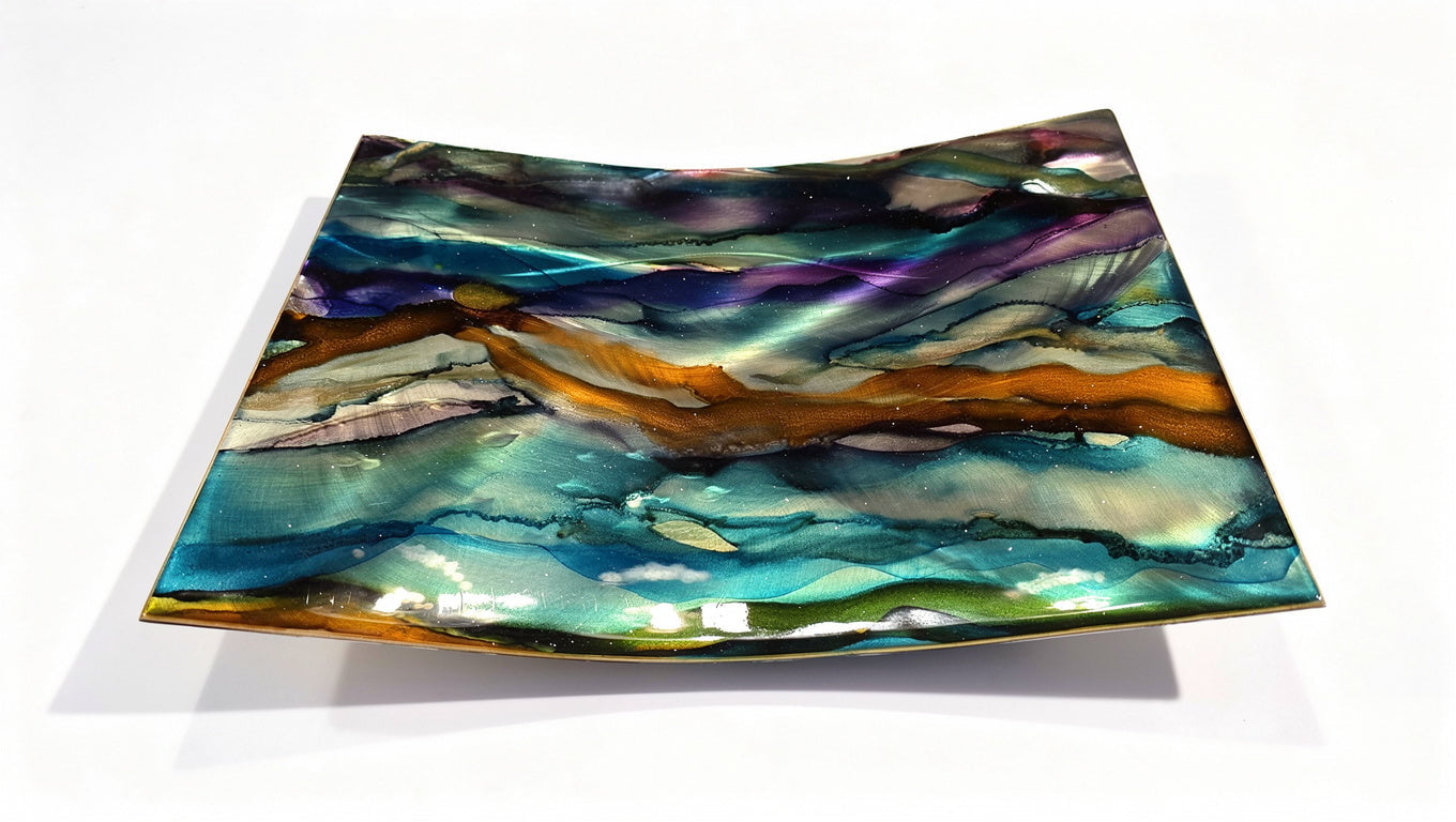 Tidal Harmony - Metal Decorative Tray  10"x10"