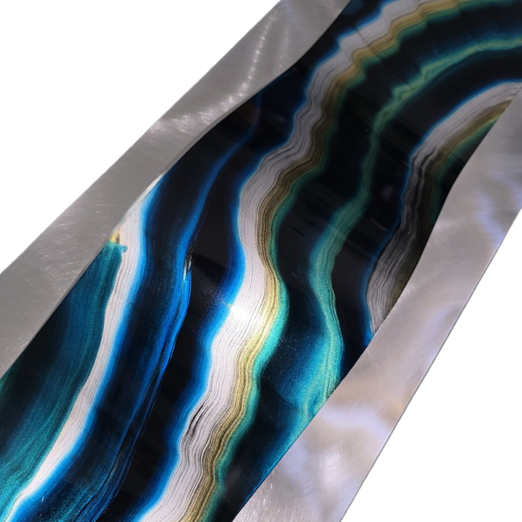 Agate Tide - One-of-a-Kind Metal Wave Wall Art 47"x10"