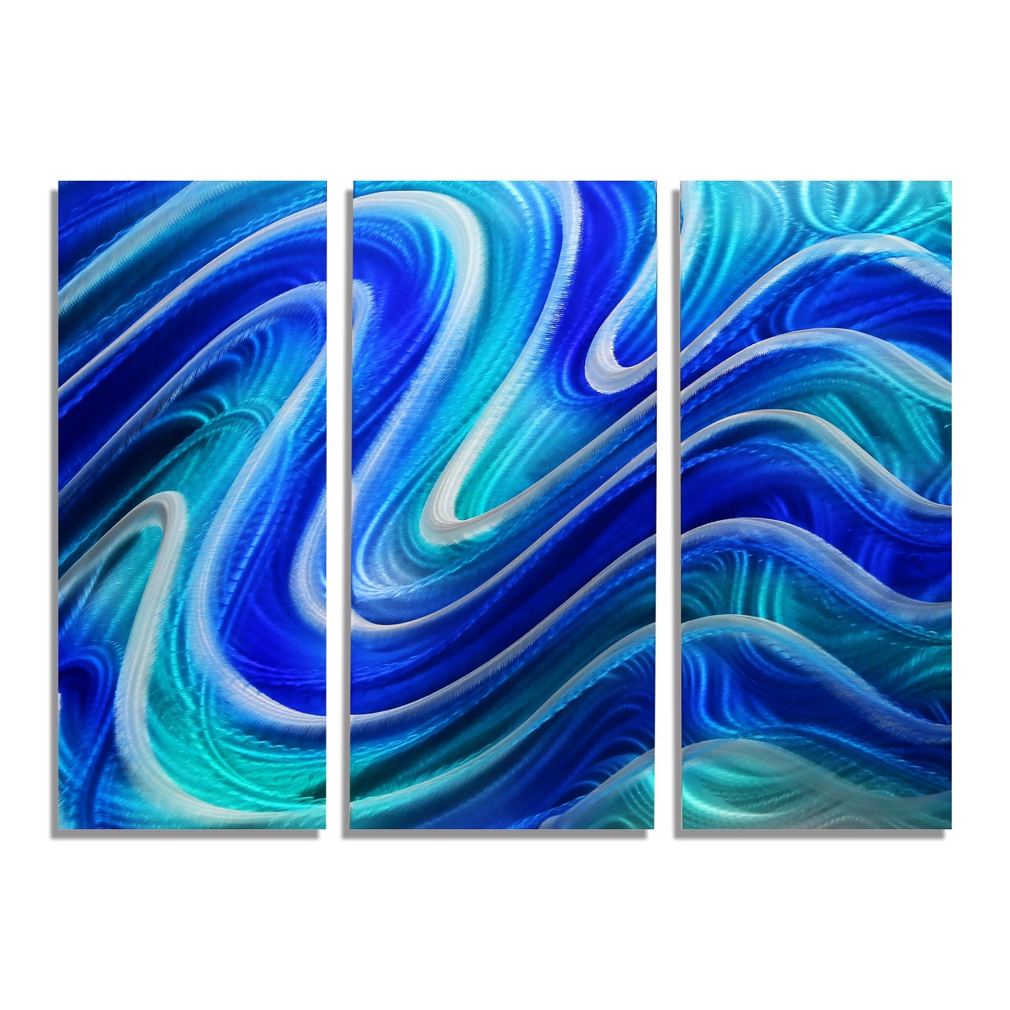 Serenity Pool - 3-Panel Metal Wave Wall Art (24"x38" overall)
