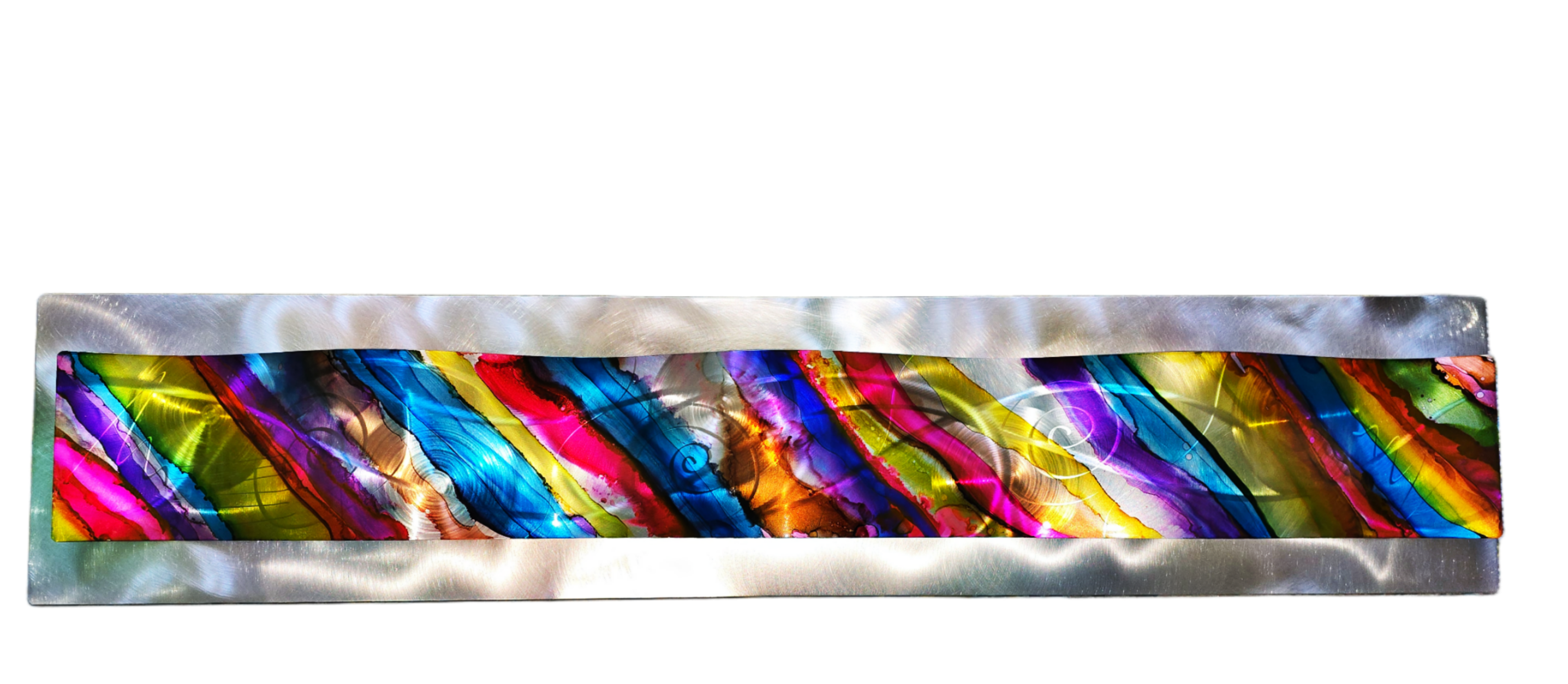 Rainbow Drift - Metal Wave Wall Art 47"x10"