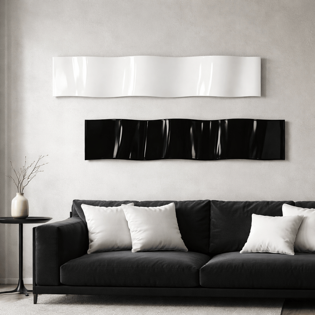 Ebony and Ivory - Metal Wave Wall Art Set 10"x46" Each