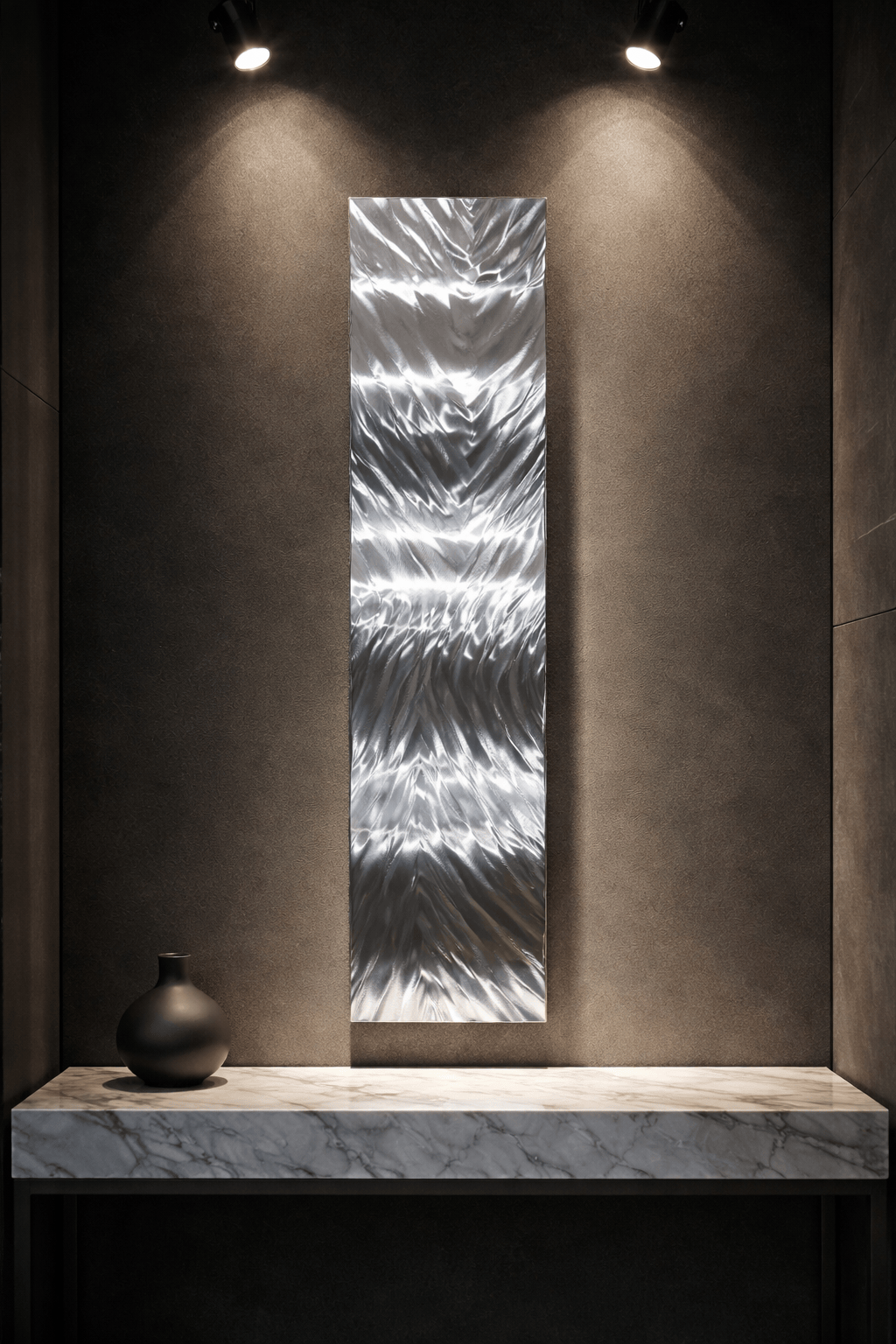 Silver Convergence - Metal Wall Art 10"x46"