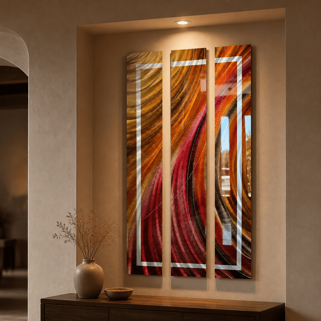The Wildfire - 3-Panel Metal Wall Art 8"x48" (each)