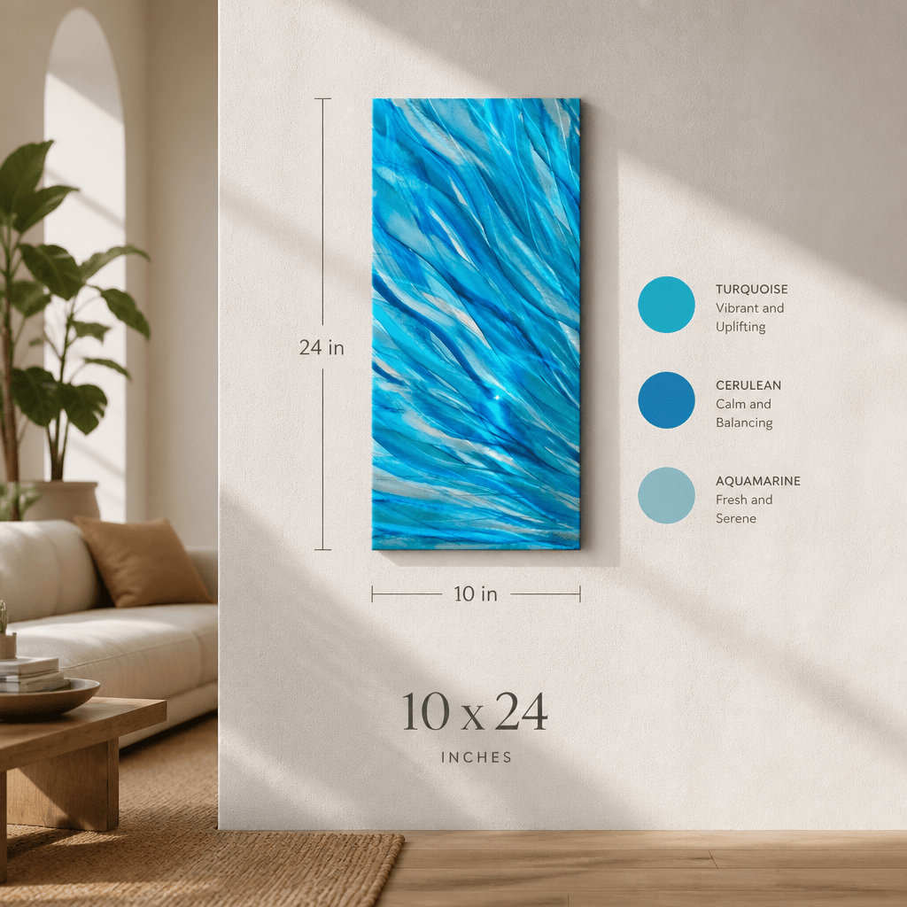 Azure Plume - Metal Wall Art 10"x24"