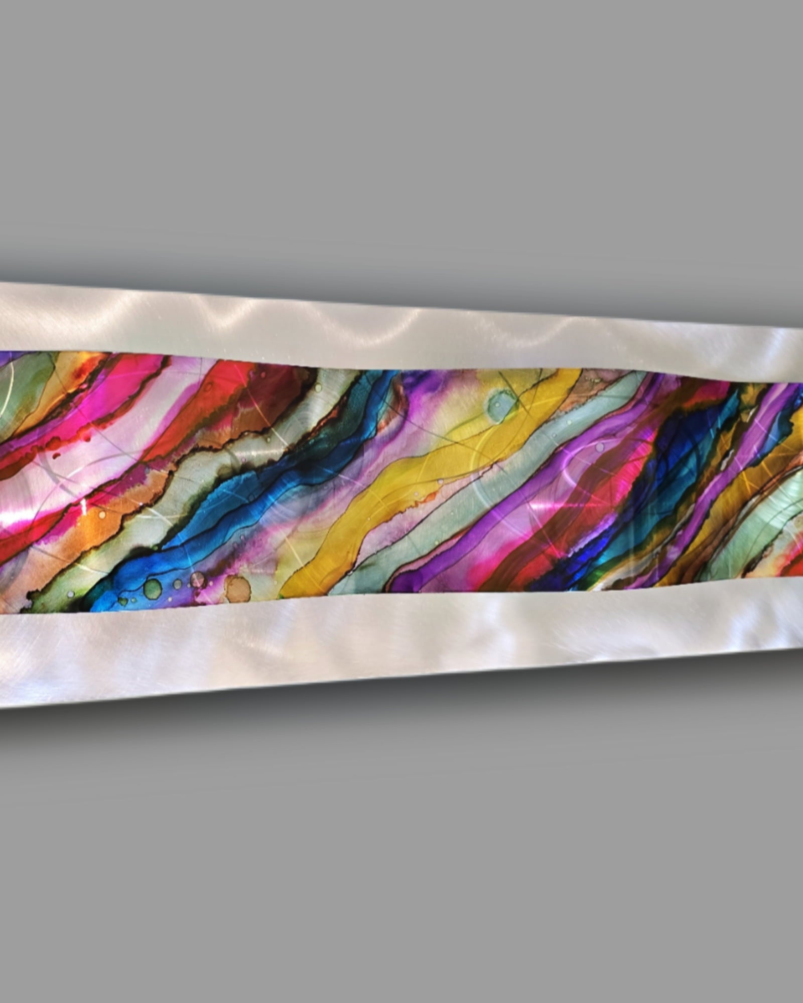 Rainbow Drift - Metal Wave Wall Art 47"x10"